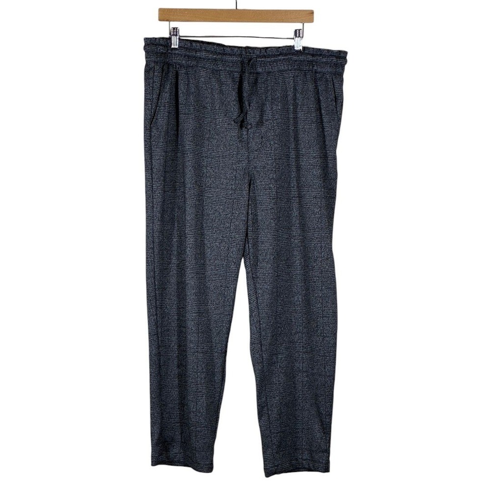 Berkley Jensen Drawstring Glen Plaid Knit Trousers Gray Plaid Comfort Size XL